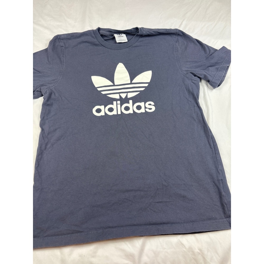 Adidas Originals Men Trefoil Graphic T-Shirt Navy Blue Short Sleeve Tee Medium